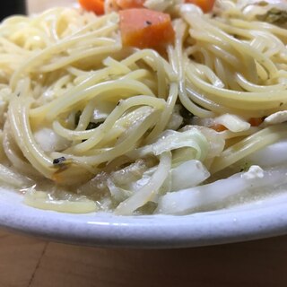 寄せ鍋の残りで豆乳スープスパ